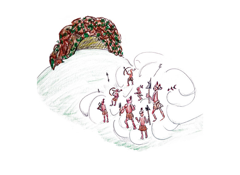 Illustration of fort being attacked.